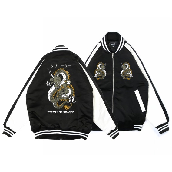 BOMBER Jaket Varsity Sukajan Dragon Jepang Memphis Origin Jepang