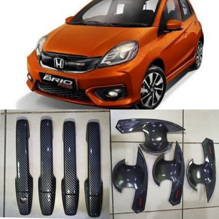 Paket cover handle + outer / mangkok handel carbon honda BRIO universal semua tipe