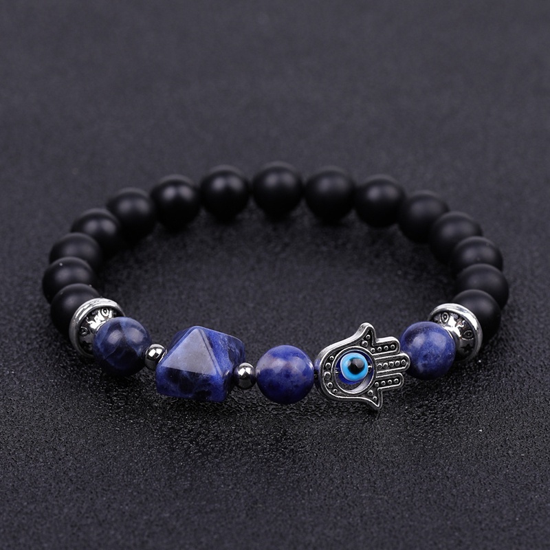 Gelang Manik-Manik Batu Alam Chakra Hamasa Rose Quartz Amethyst Tiger Eye Evil Eye Untuk Yoga