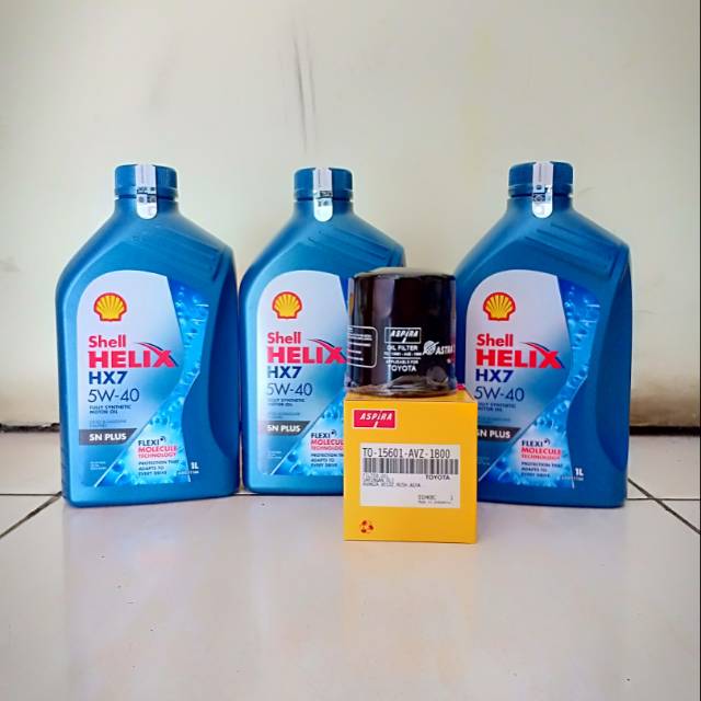 Paket Oli New Shell HX-7 5W-40 3L + Filter Oli Agya/ Calya/ Sigra