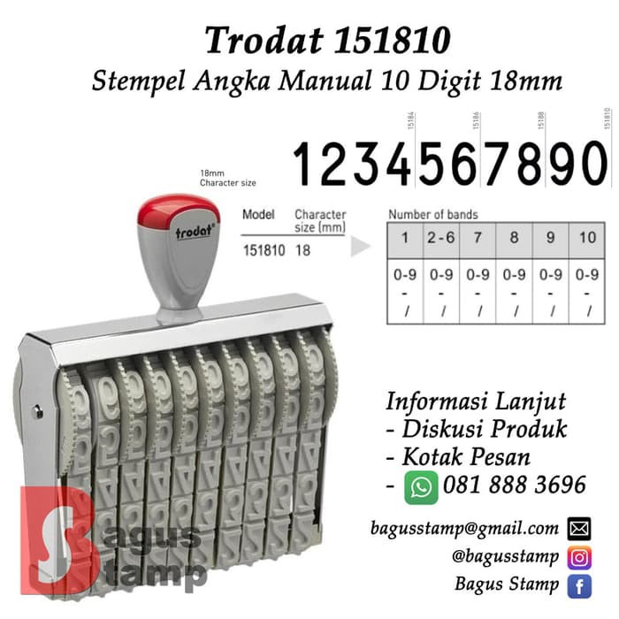 

Stempel Angka Manual 10 Digit 18mm Trodat 151810