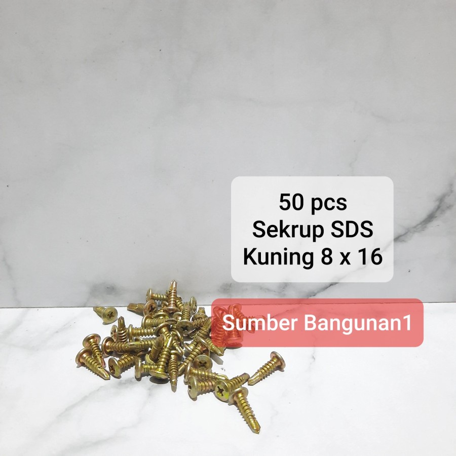 sekrup roofing SDS 8 x 16 baut skrup calciboard GRC (50pcs) wafer head 8x16