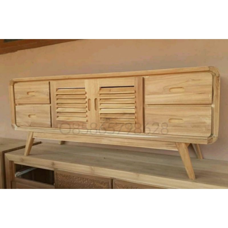 Ready Stok !! Bufet TV Retro Minimalis Full Kayu Jati Kabinet TV kayu jati  | meja tv minimalis kayu