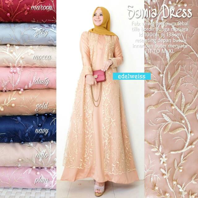 Sania dress edelweiss | gamis sania | sania maxy | dress pesta kondangan wisuda | gamis busui mewah