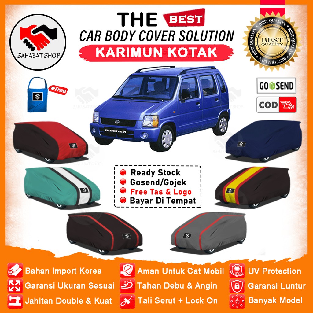 Sahabat Body Cover Mobil Karimun / Sarung Penutup Suzuki Karimun Kotak Outdoor / Selimut Mantel Tutup Pelindung Pembungkus Terpal Mantol Jas Kerudung Kerodong Kelambu Tutupan Bungkus Mobil Karimun Waterproof Anti Air Model Orange