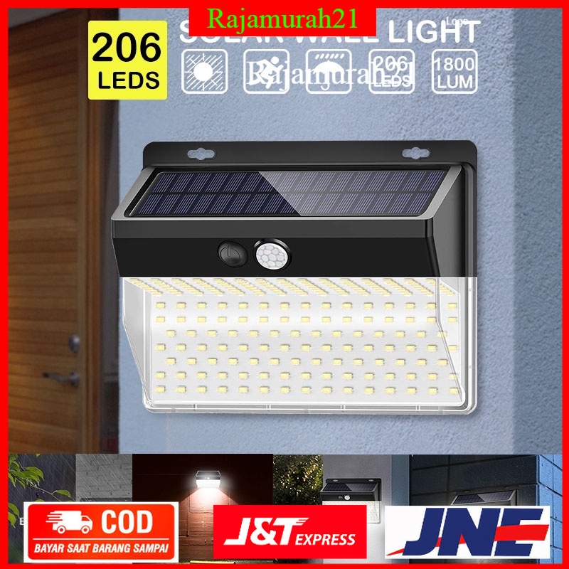 PROMO Woopower Lampu Solar Panel Sensor Gerak Outdoor Waterproof 206 LED 1 PCS - 206ABS - Black