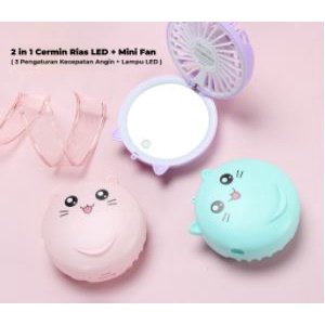 READY STOCK Rokeet Kipas Angin Cermin Kaca LED Portable Karaker Mini Fan Mirror