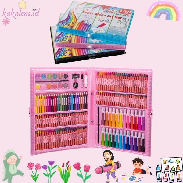 

Crayon Anak Set Isi 168 Pcs / Alat Lukis Anak Set Pensil Warna Crayon