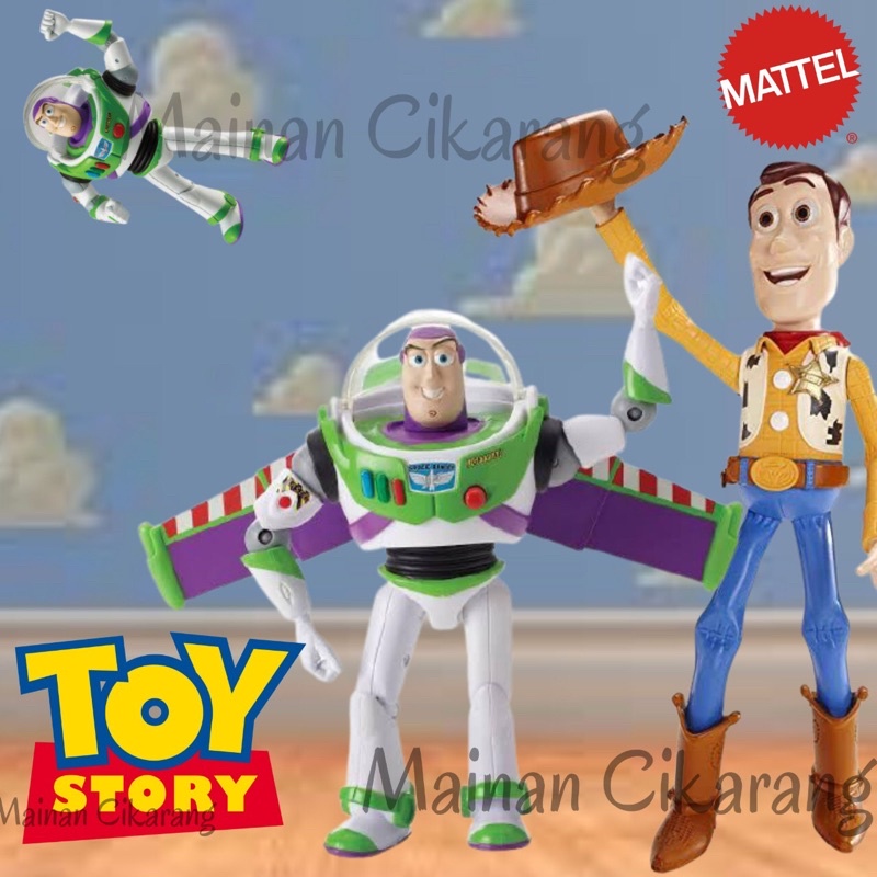 ACTION FIGURE TOY STORY 3 BUZZ LIGHYEAR WOODY ORIGINAL MATTEL MURAH MAINAN CIKARANG