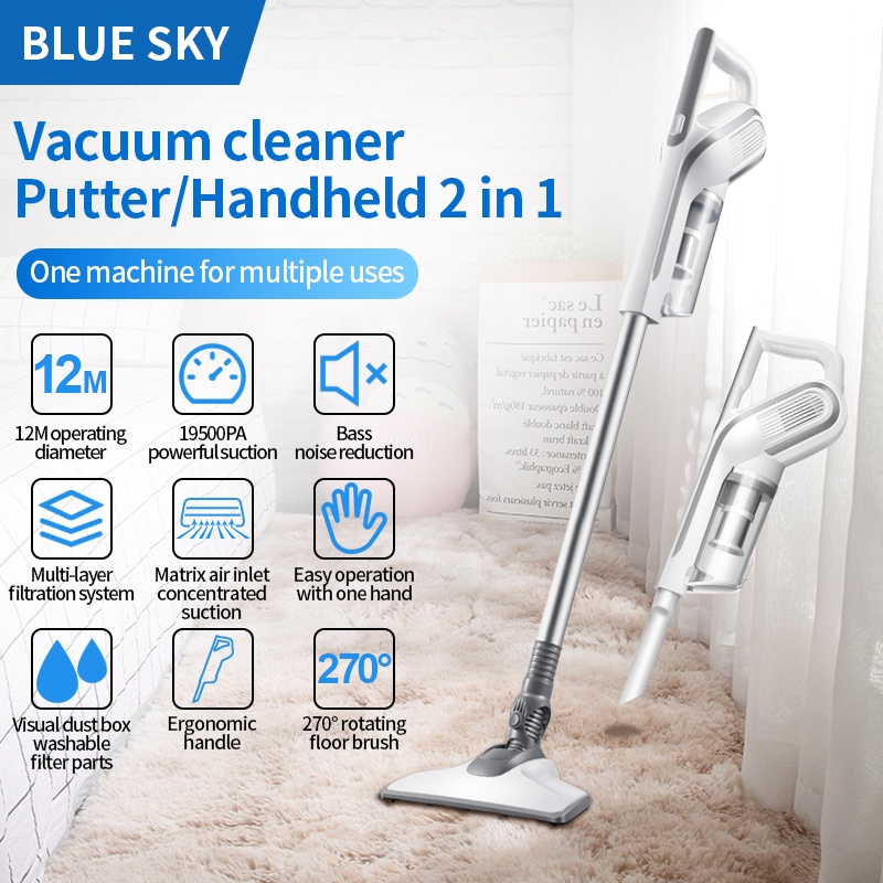 BLUE SKY Vacuum Cleaner Portable Vacum Mini Penyedot Debu Murah 2-in-1 Vertical Hand-held