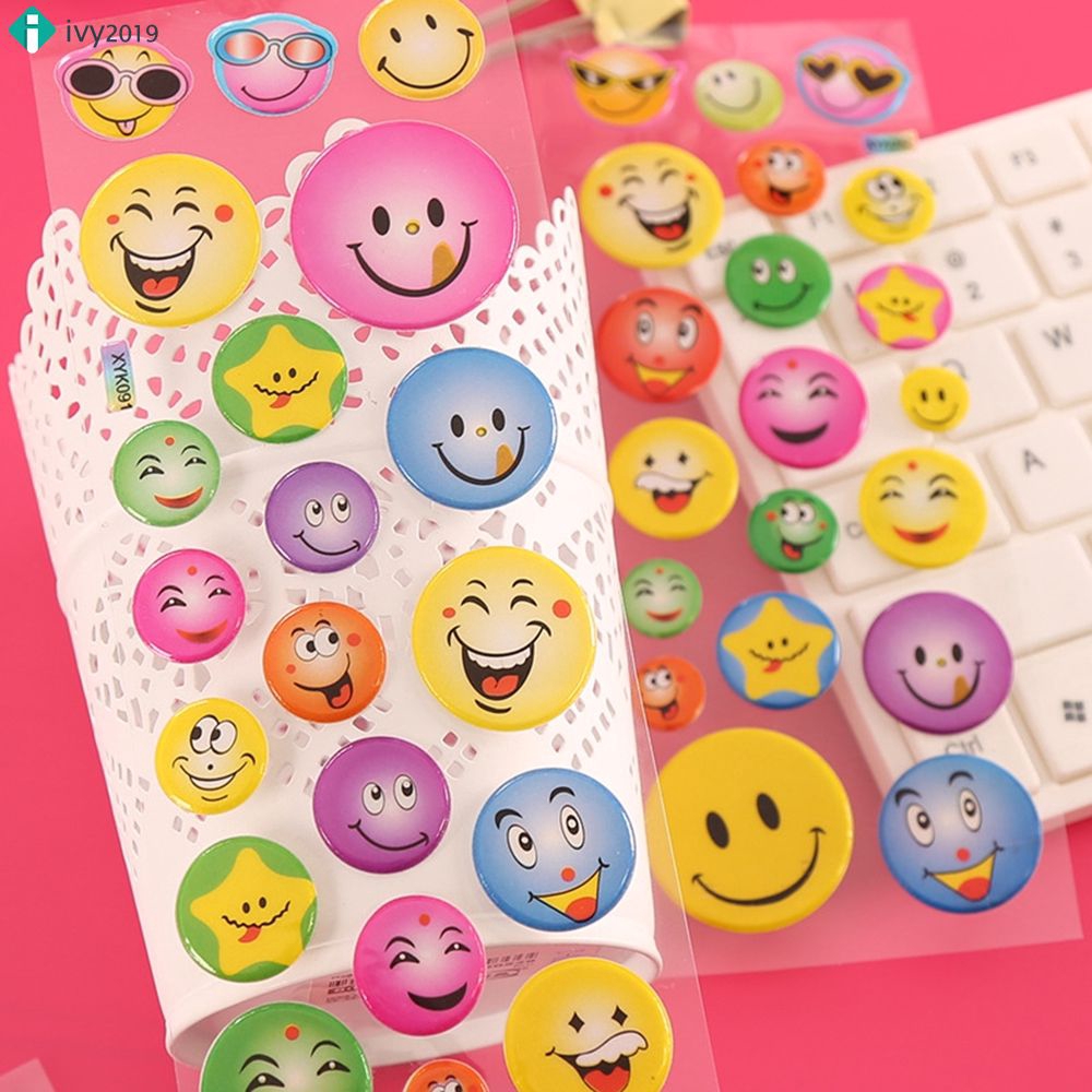 1Pc Stiker Dinding Dengan Bahan Mudah Dilepas Gambar Kartun Smiley Untuk Dekorasi Kamar Anak Ivy