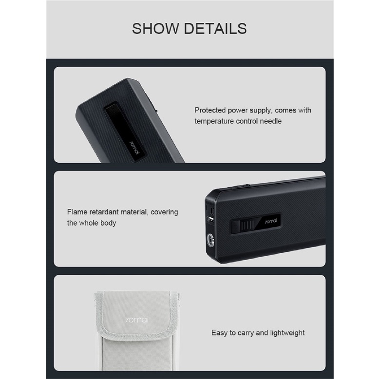 70MAI MiDrive PS06 - Jump Starter Max Kit - Alat Jumper Mobil Portabel - Bisa jadi Powerbank 18000mAh - Versi Terbaru dari 70MAI Jump Starter