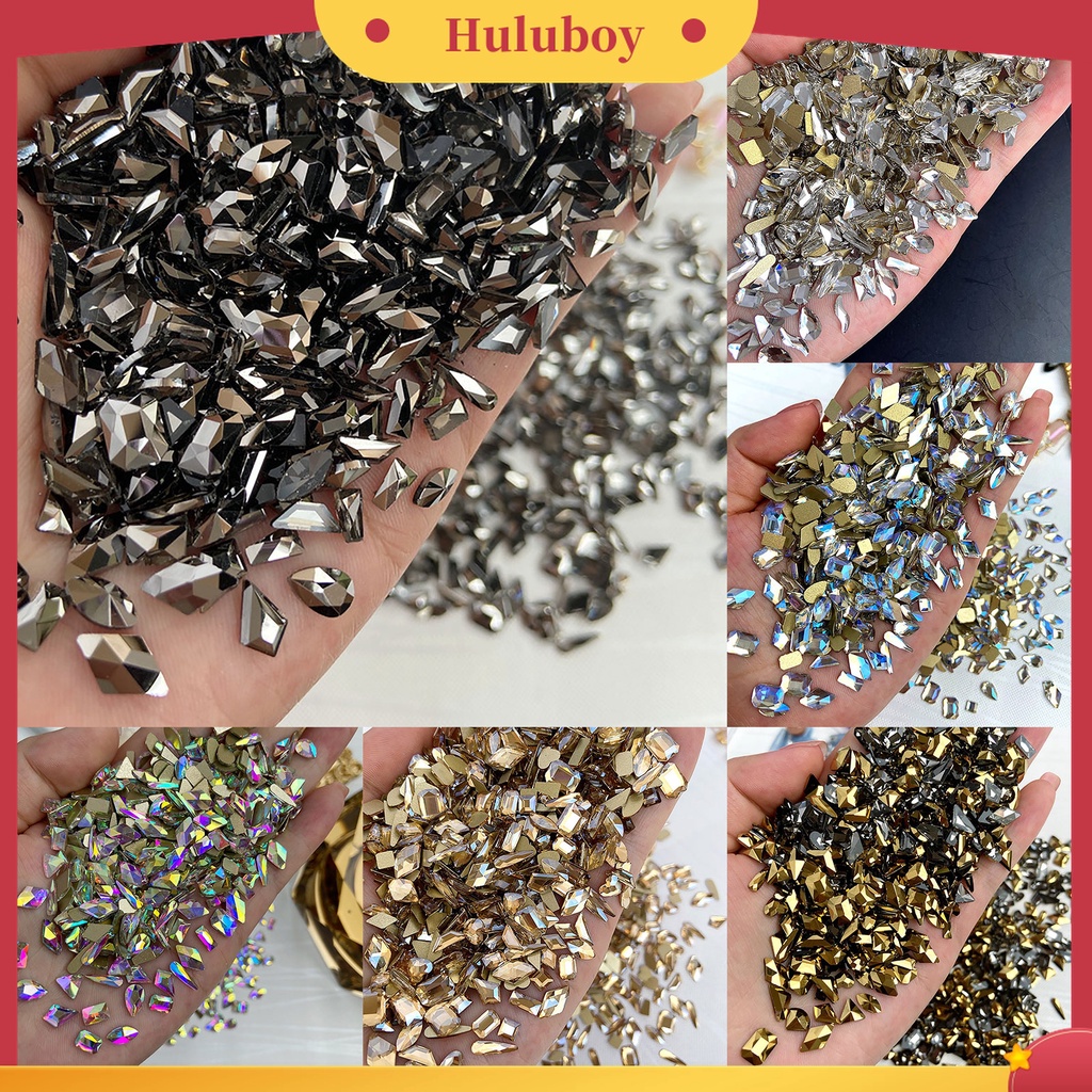 Huluboy Huluboy♡ 50pcs / Kantong Berlian Imitasi Bentuk Geometris 3D Untuk Aksesoris Manicure