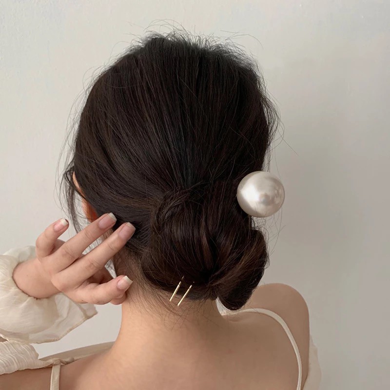 Ark.co - Pompadour pearl hair pin tusuk rambut konde mutiara