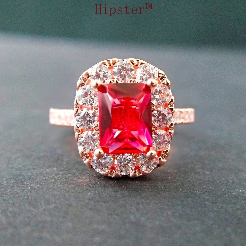 Hot Sale Classic Exaggerated Domineering Micro-Inlaid Square Colorful Crystals Ring