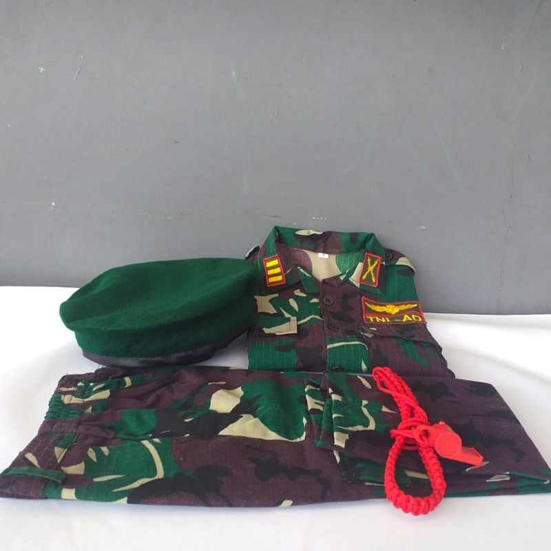 BAJU SERAGAM TENTARA ANAK LAKI DAN PEREMPUAN | SETELAN KOMPLIT | BAJU SERAGAM TNI  ANAK  | KOSTUM KARNAVAL | SERAGAM TNI ANAK