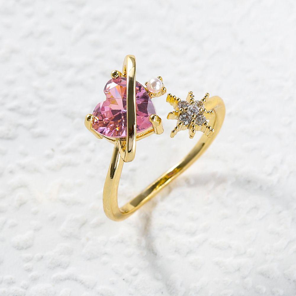 R-flower Zircon Ring INS Bunga Beruang Perhiasan