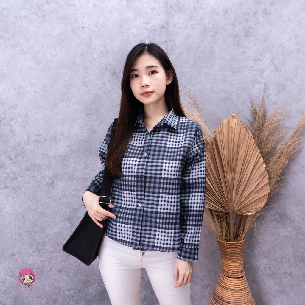 KEMEJA BERLIN FLANEL SHIRT / KEMEJA WANITA OVERSIZED KOTAK FLANEL TARTAN-3