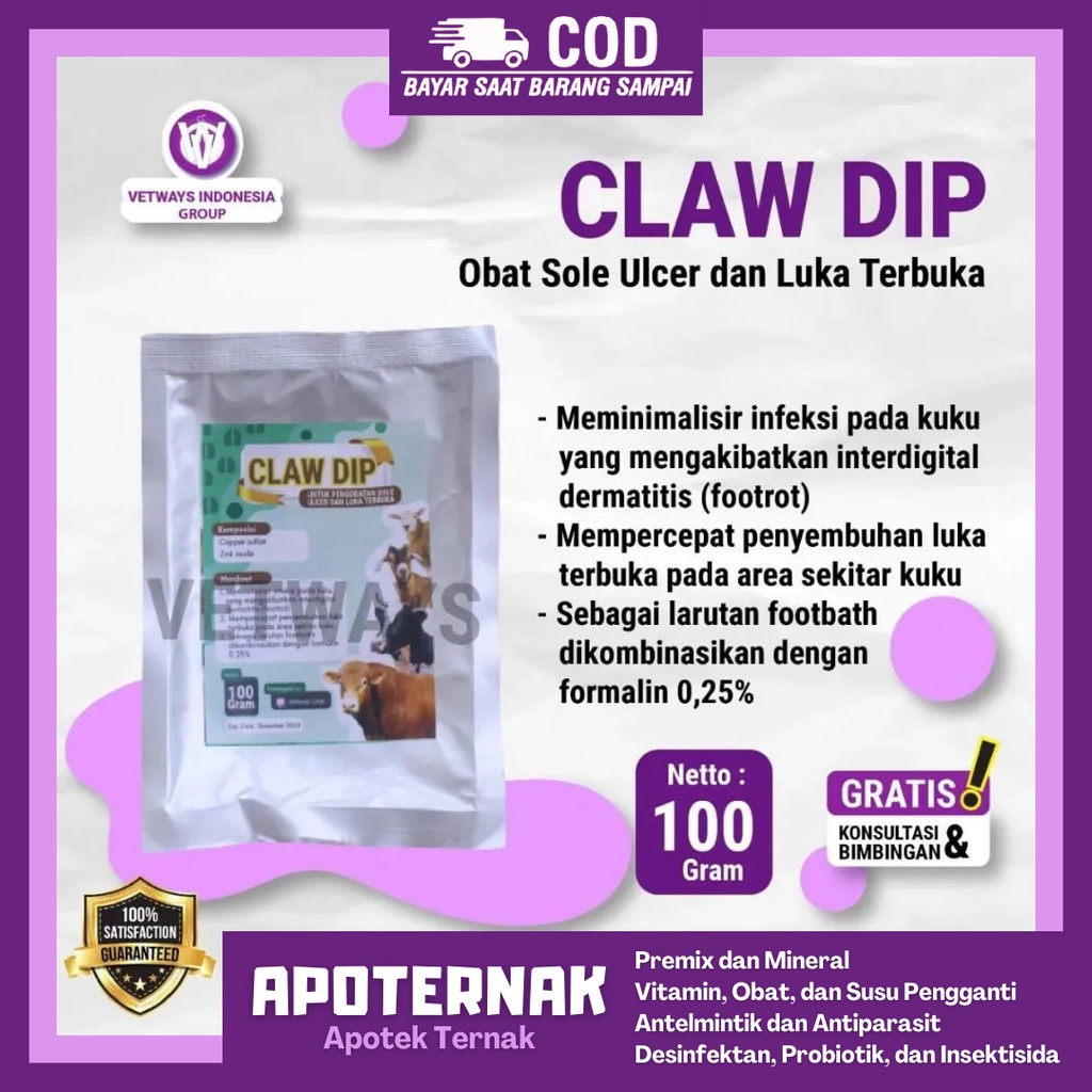 CLAW DIP 100% Ori | Obat Kuku Sapi PMK, Pincang Bernanah Infeksi Kuku dan Luka Terbuka Sapi PMK | Apoternak