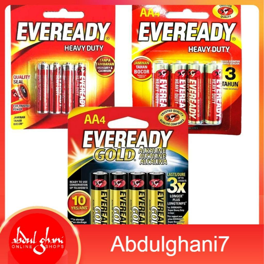 (Isi 4) Eveready Baterai AA / AAA - Heavy Duty (Merah) / Alkaline Gold Original