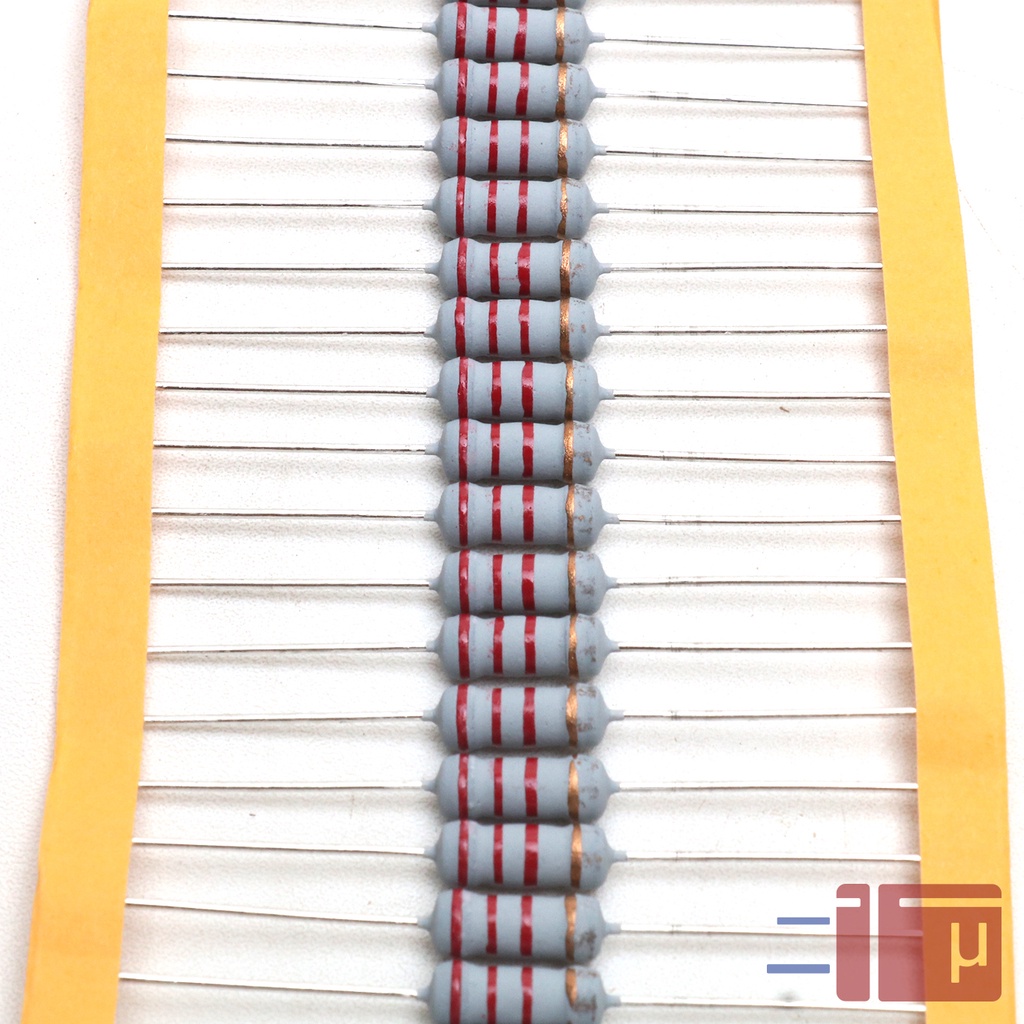 x10 Resistor 2K2 2.2K 1W Metal Oxide 5% Taiwan Kaki Tembaga