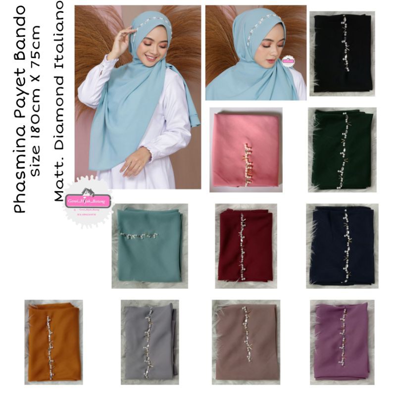PHASMINA PAYET DIAMOND ITALIANO 180 X 75 CM/ PHASMINA MANIK-MANIK/ PHASMINA PENGANTIN