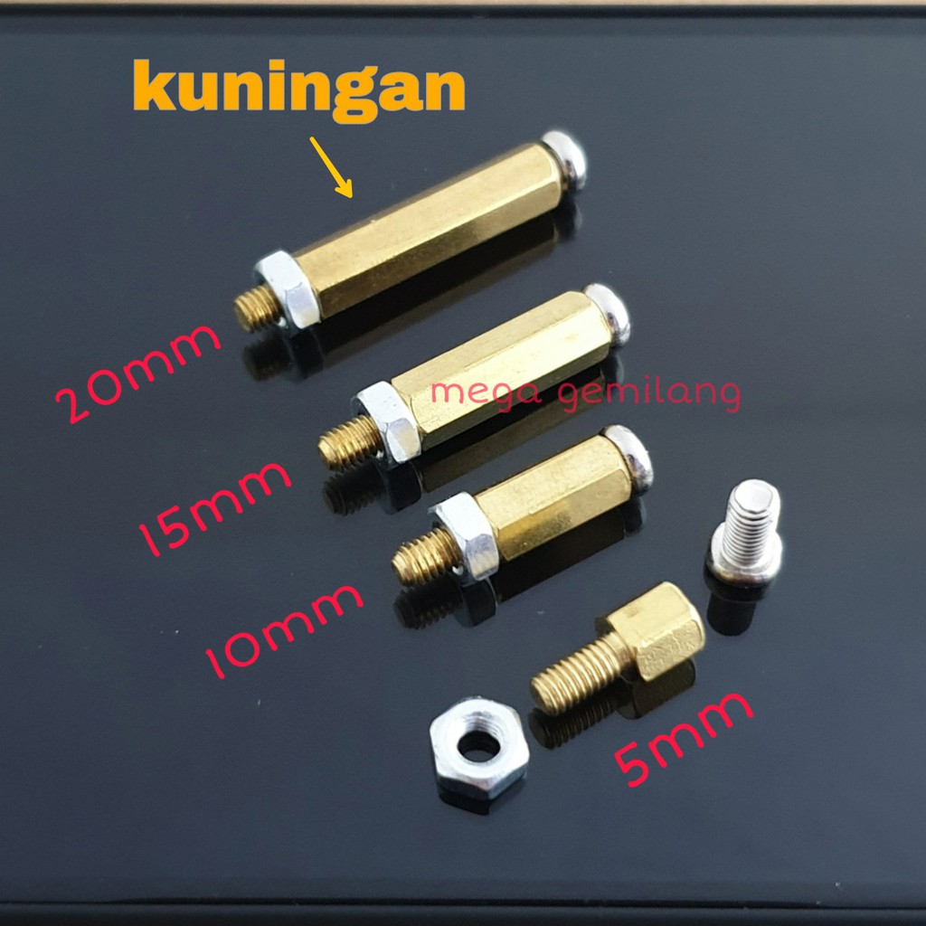 Spacer pcb 20mm kaki pcb - Kuningan