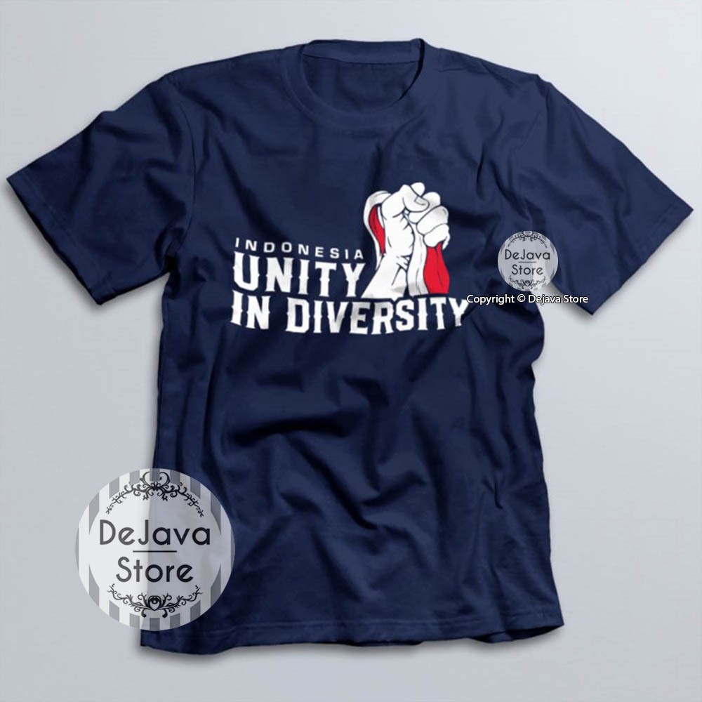 Kaos Distro Indonesia Unity In Diversity Baju Kemerdekaan Agustus Cotton Combed 30s Premium | 8983-NAVY