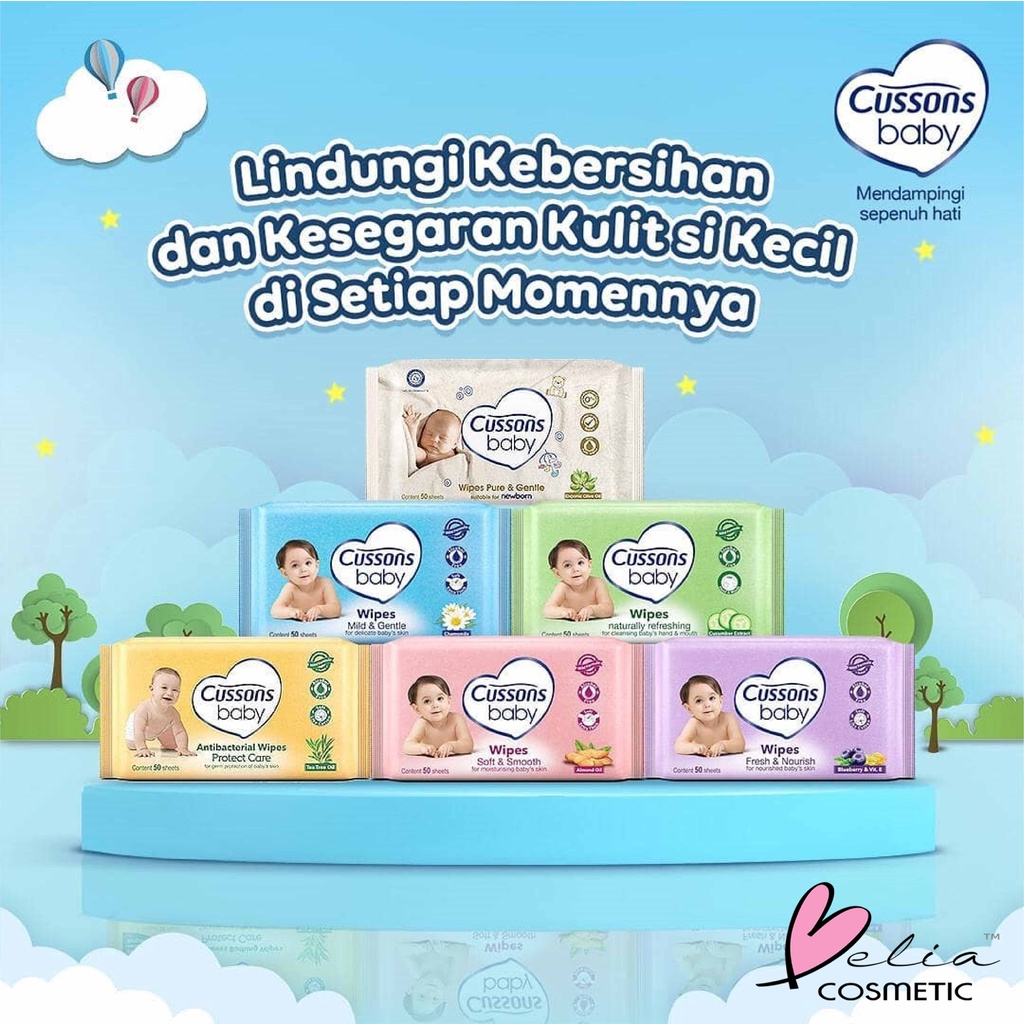 ❤ BELIA ❤ CUSSONS BABY Wipes | 45 Sheets 45's Sheet | Tisu basah | Tissue Bayi | Tissues | Mild &amp; Gentle | Soft &amp; Smooth | Fresh &amp; Nourish | Pure &amp; Gentle | Protect Care | Sensitive (✔BPOM)