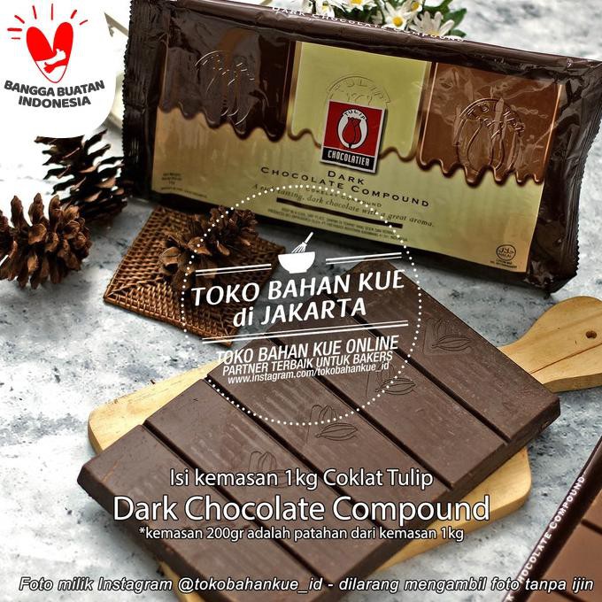 Jual BAHAN KUE COKELAT TULIP DARK CHOCOLATE COMPOUND COKLAT BATANG 200 ...