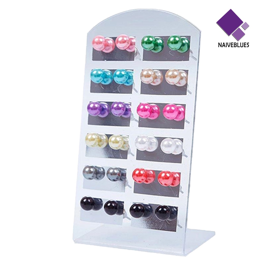 12 Pasang Anting Stud Bentuk Bola Mutiara Tiruan Untuk Wanita