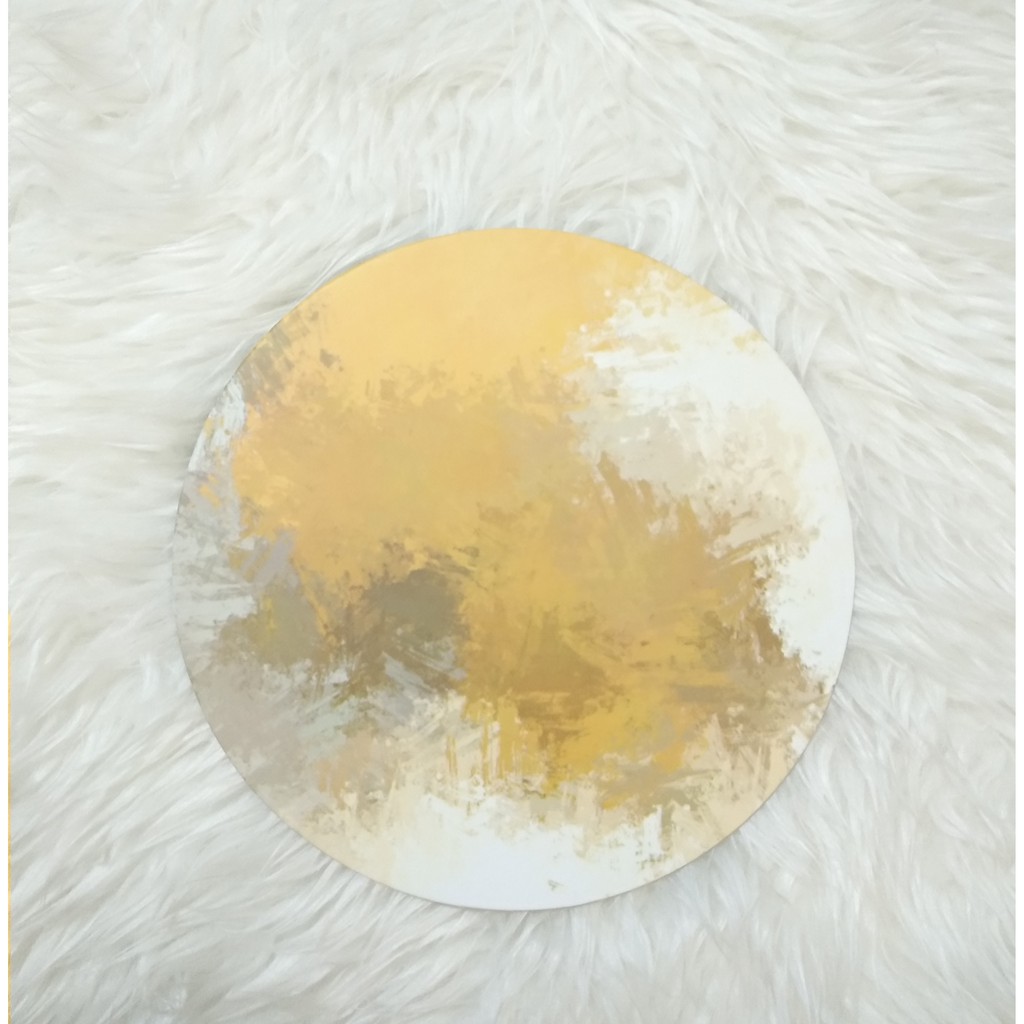 Tatakan kue/Cake Board Premium Kotak/Bulat 25cm - ABSTRACT YELLOW