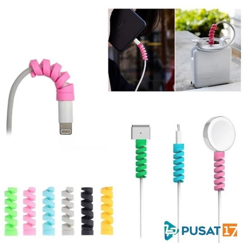 A2 Pelindung Ujung Kabel Charger Silicon Spiral Cable Protector | Cash Hp Cover Casing Penutup Kabel