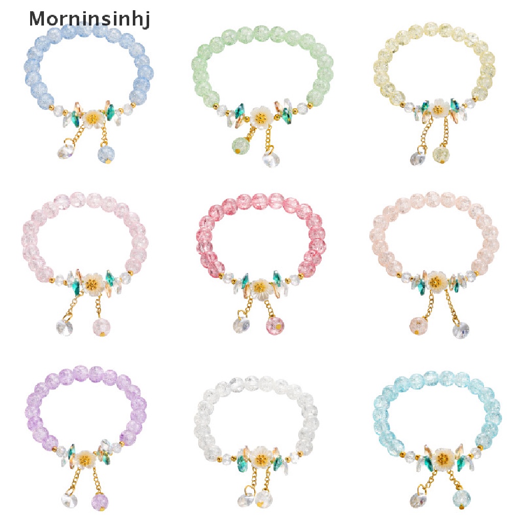 Mornin Gelang Bohemian Manik-Manik Kristal Warna-Warni Gelang Handmade Tali Elastis Wanita Perhiasan id