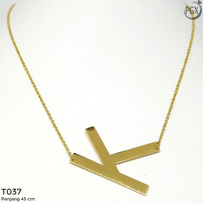 Kalung Titanium Alfabet Huruf Besar - Anti Karat Tahan Selamanya T037