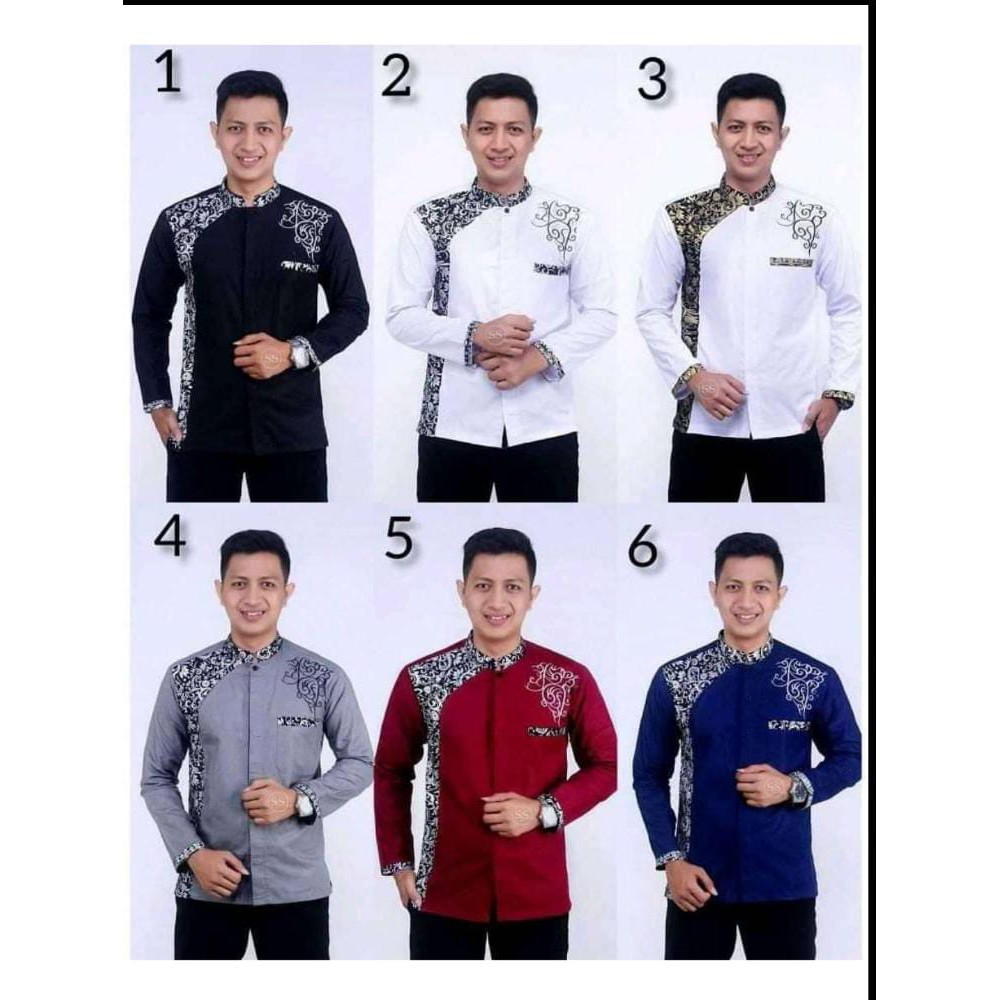 Baju koko bordir lengan panjang modern/Koko batik lengan panjang/Baju koko pekalongan/Batik wulan