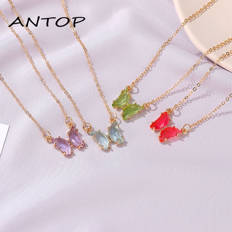 Kalung Butterfly Mimpi Rantai Kupu-kupu Multiwarna Aksesori Gadis Modus Korea ANTOP