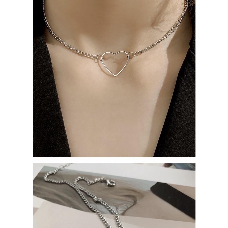 Minimalis desain kepribadian berbentuk hati kalung kalung hollow ins angin dingin sweet girly leher