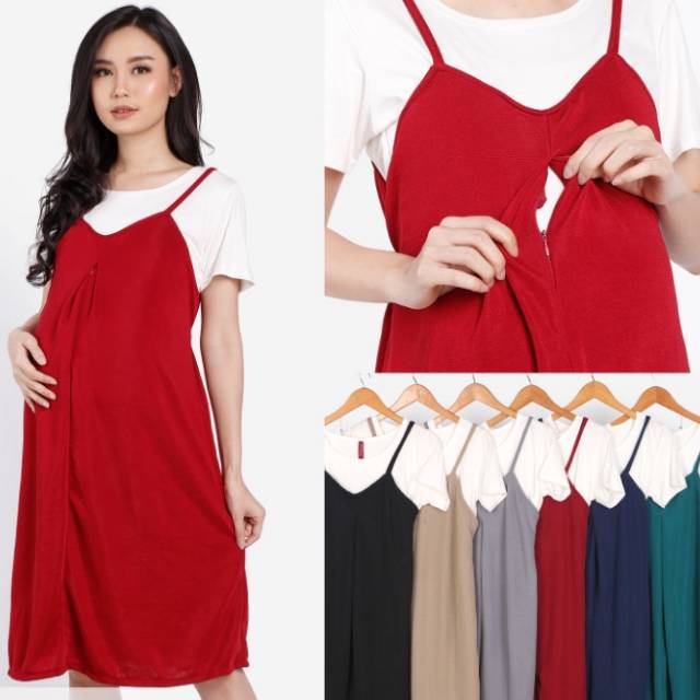 Dress Hamil Menyusui Overall Set Renata - Pakaian Hamil Menyusui Mami MM Collection