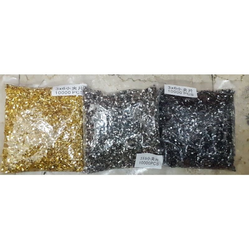 Klep penjepit ujung tali / penjepit ujung tali strap masker / penjepit senar 3 × 6 mm isi 10.000 pcs