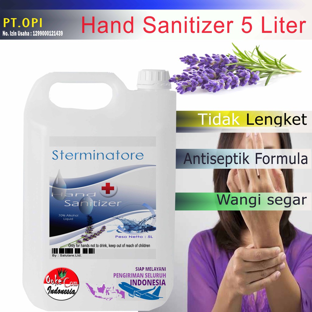 hand sanitizer Lavender eropa 5 liter cair non gel KEMENKES sudah ada izin edar resmi by Oke sabun suplayer