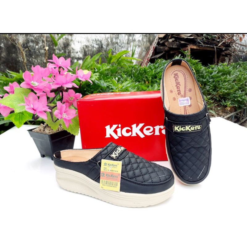Wedges Slop Kickers / Sendal Wedges Terlaris / Sandal Cewek / Sendal Cewek Gaul-01k Hiitam
