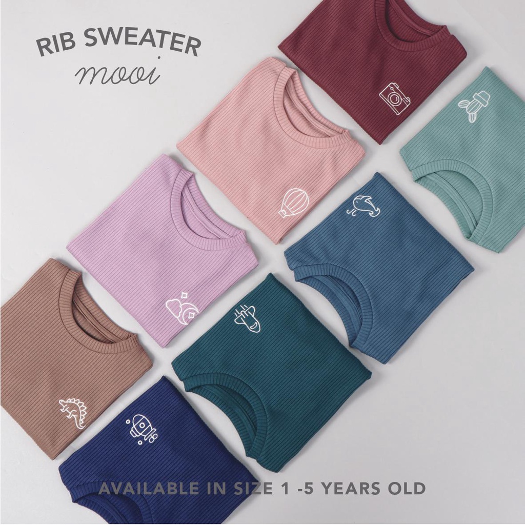 PROMO 7.7 PROMO BAJU LEBARAN MURAH Mooi Sweater Rib Anak Unisex Rib Knit 1-5 Tahun