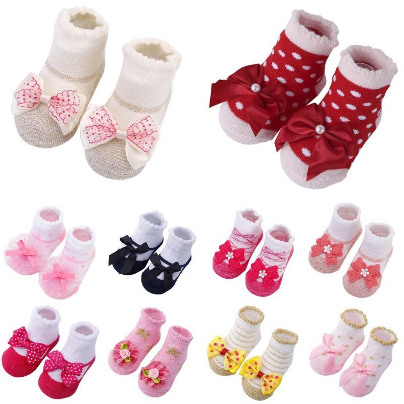 Kaos kaki bayi perempuan renda pita bunga baby girl socks