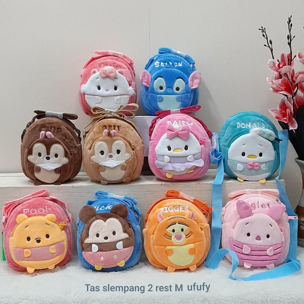 Tas Sling Bag Selempang Anak Ufufy MIckey Pooh Donald Deasy Piglet