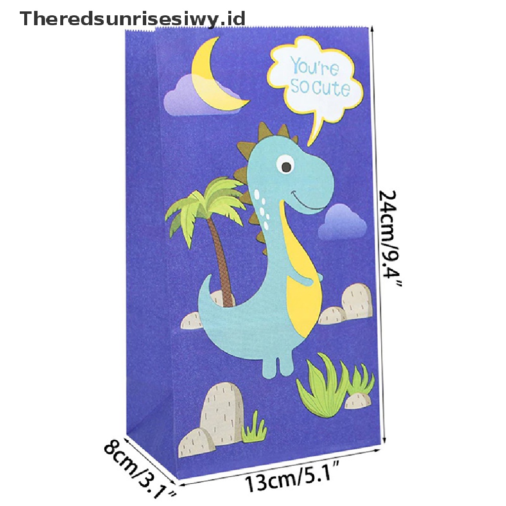 # Alat Rumah Tangga # 10pcs Kantong Kertas Motif Kartun Dinosaurus Untuk Permen / Kue Kering