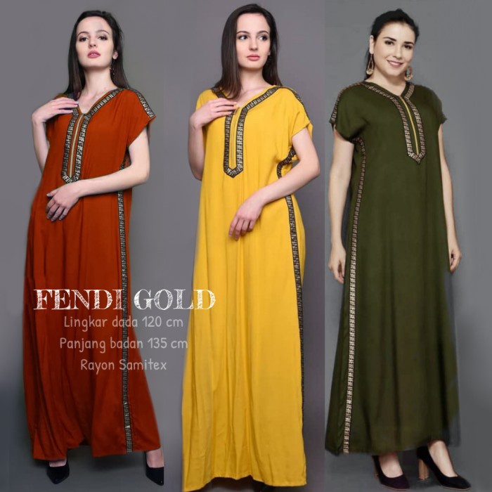 NEW Daster Arab Gaun Panjang Pinky Busui Rayon Super Homey dress Polos - Hitam