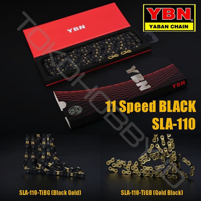Rantai Sepeda YBN 11 Speed Hollow Black Gold SLA-110-TiBG Sram Shimano - Gold Black