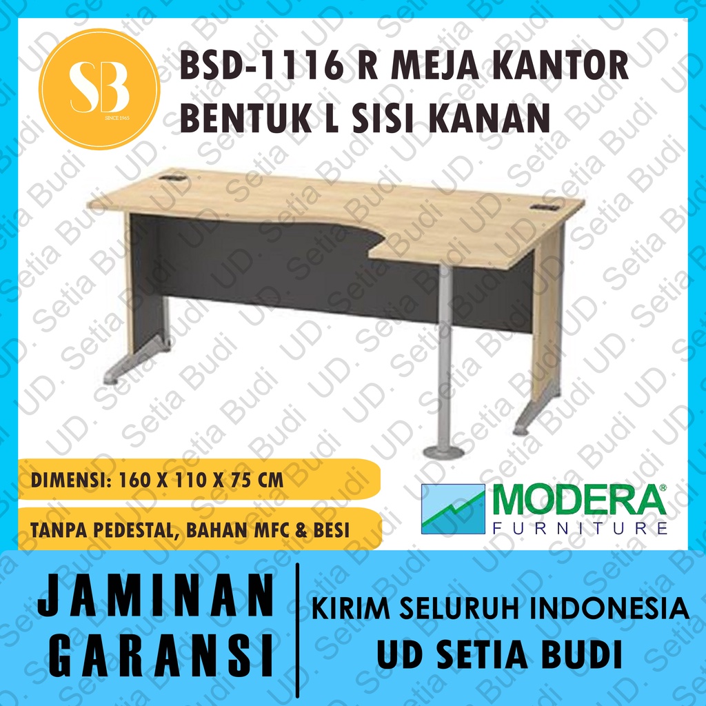 Meja Kantor L Sisi Kanan Tanpa Pedestal BSD 1116 R Modera B-Class