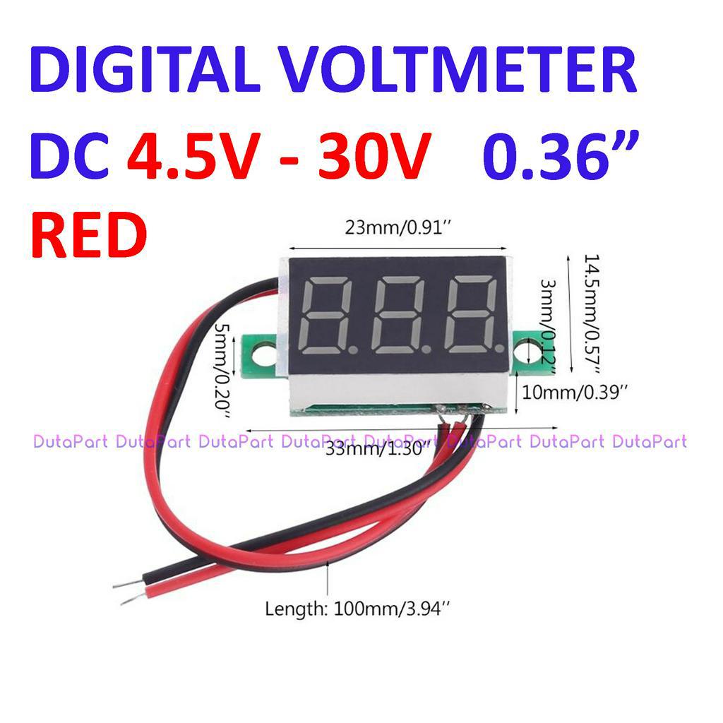 Digital Voltmeter DC 4.5V-30V 0.36&quot; Merah 2Wire Tanpa Frame Volt Meter